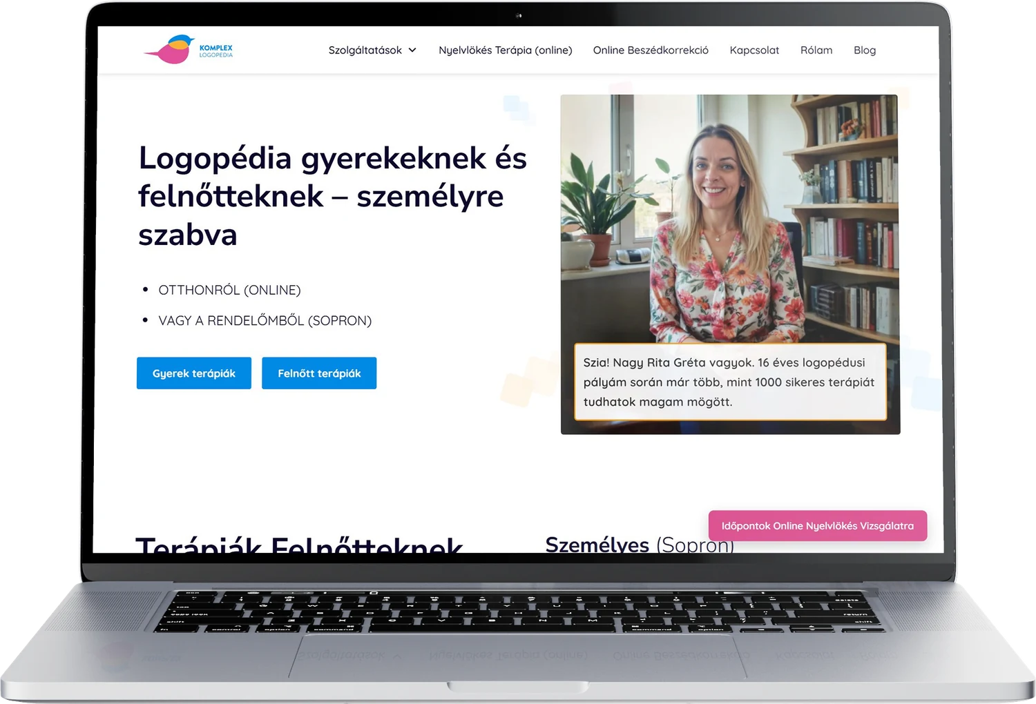 Komplex Logopédia weboldal asztali nézetben